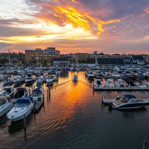 Sunset over Harbour Cove Marina